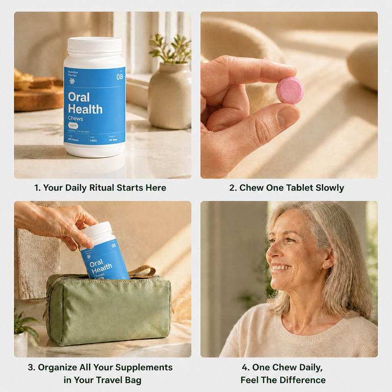 Four steps to using Oral Health Chews each day