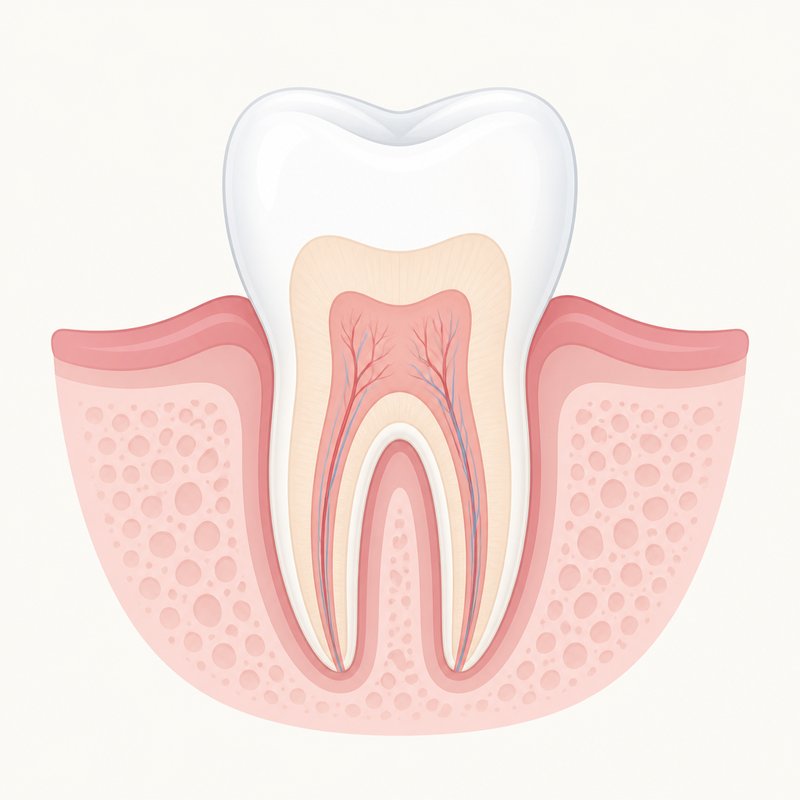 Illustration of a tooth and gumline in cross-section